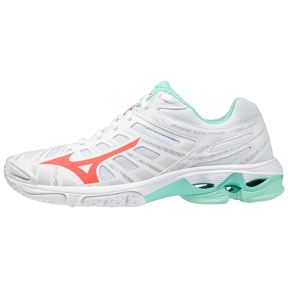 Sapatilhas Voleibol Mizuno Wave Voltage - Mulher - Branco/Coral - NRETU7263